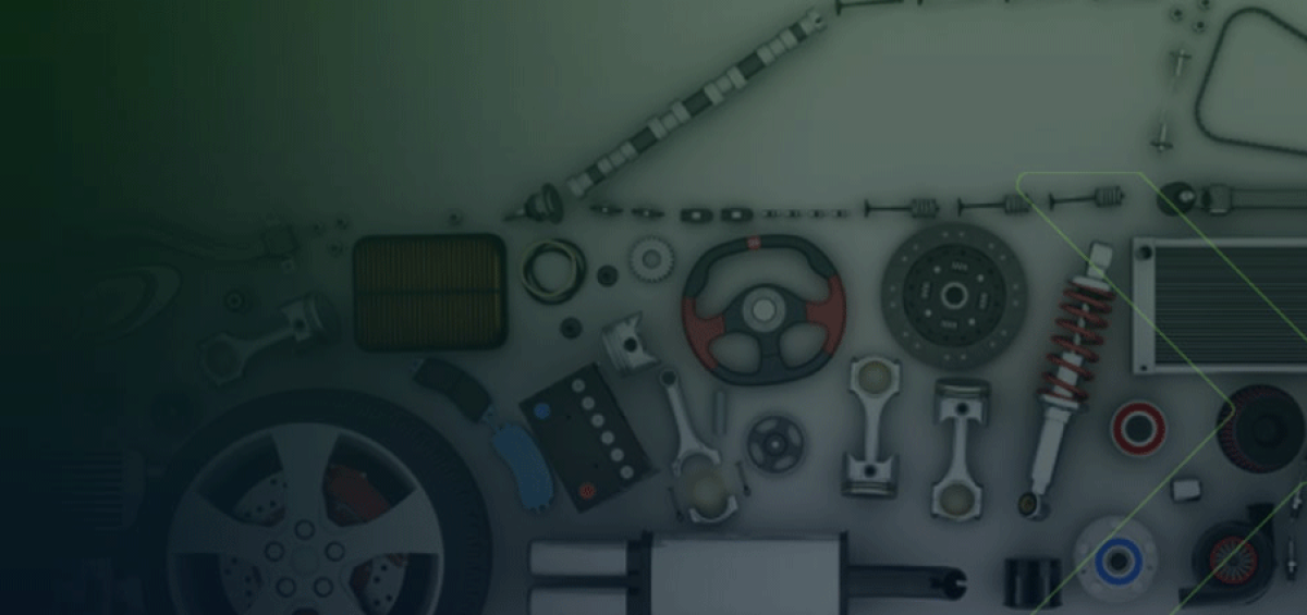 Peças automotivas organizadas em superfície clara, representando os desafios do segmento automotivo diante de tributos elevados e estratégias isoladas