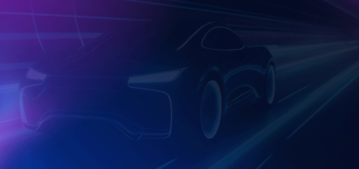 Ilustração futurista de um carro em movimento, destacando a relevância global da indústria automotiva brasileira.