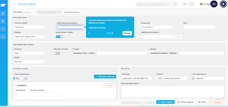 interface plataforma Narwal logx ilustrando em sequência o passo a passo do processo de cotação.