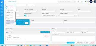 interface plataforma Narwal logx ilustrando em sequência o passo a passo do processo de cotação.